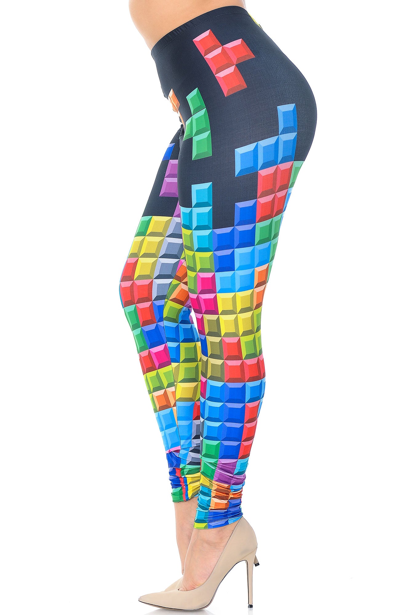 Creamy Soft Tetris Plus Size Leggings - USA Fashionâ„¢ (One Size Plus,Multi Color Bold)