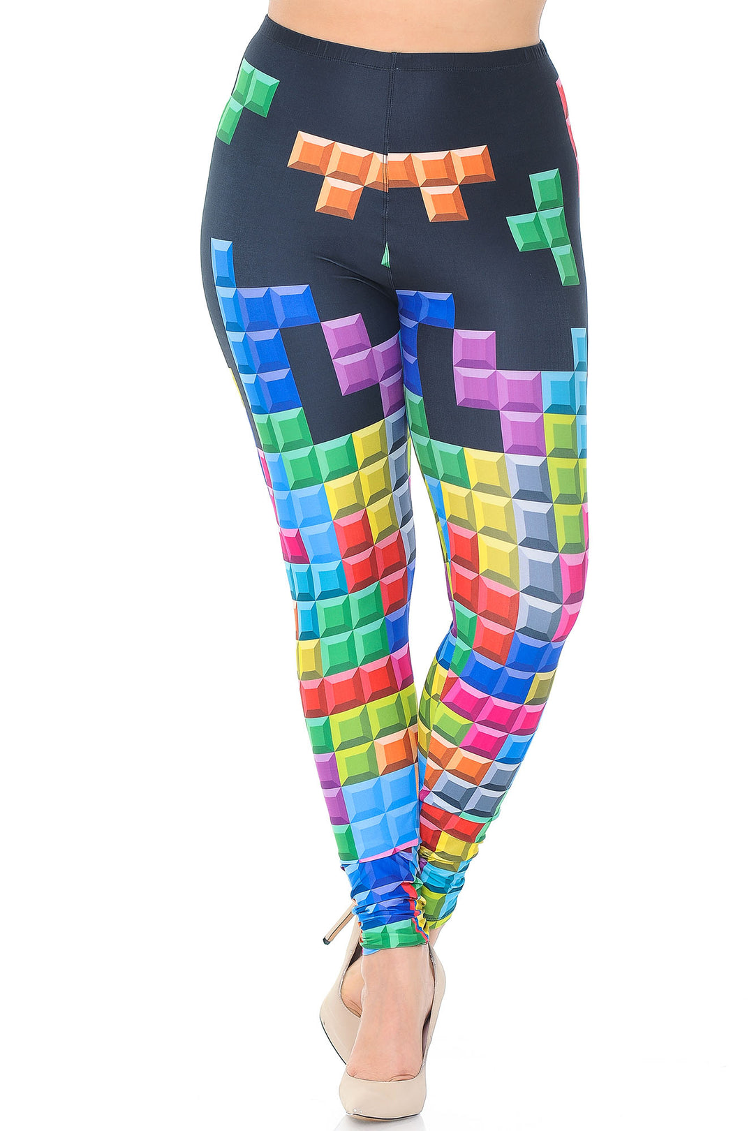 Creamy Soft Tetris Plus Size Leggings - USA Fashionâ„¢ (One Size Plus,Multi Color Bold)