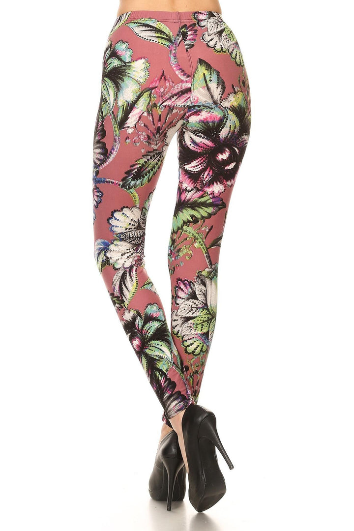 Buttery Smooth Mauve Jumbo Floral Leggings