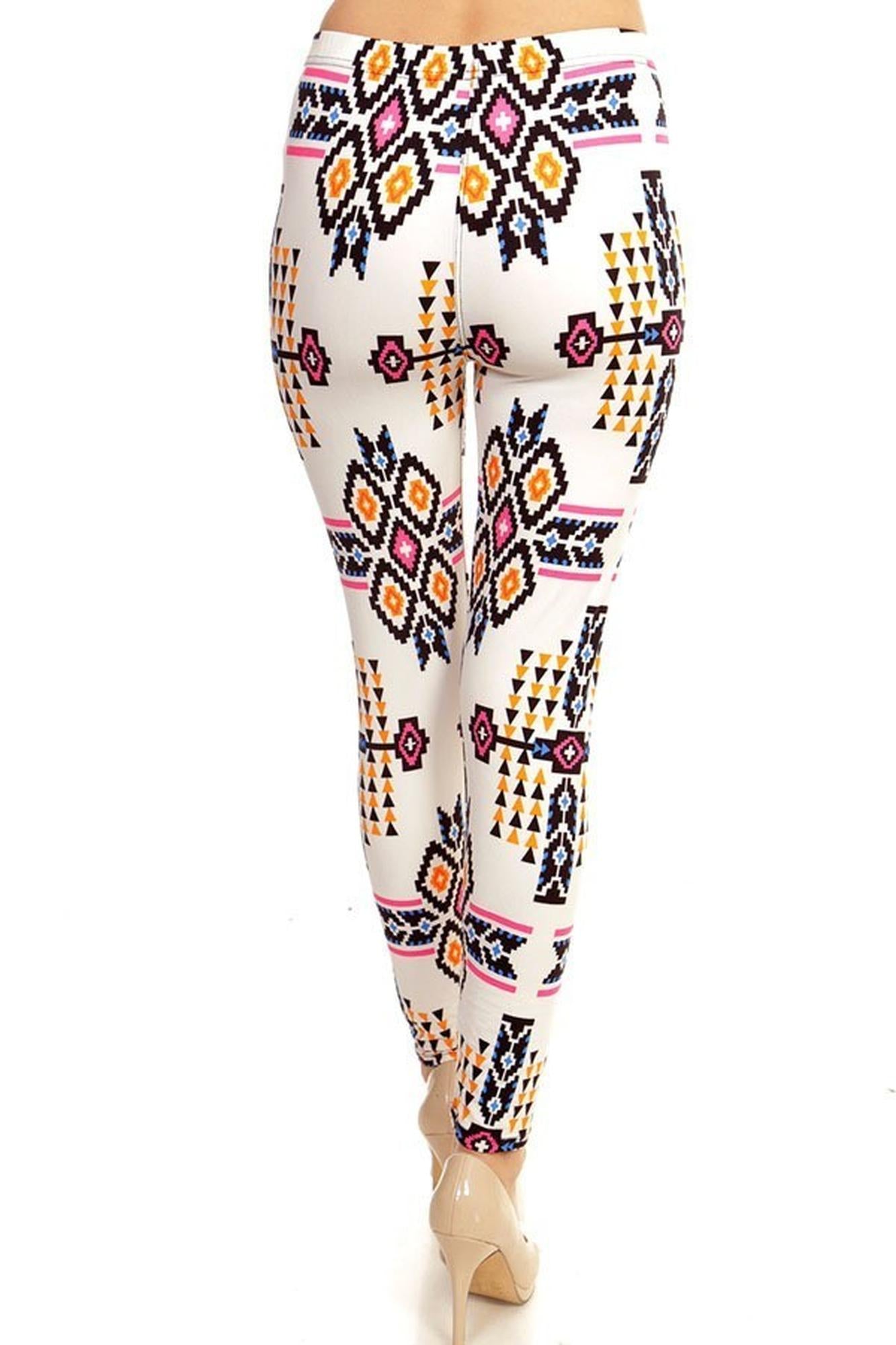 Buttery Soft Ivory Tribal Leggings (One Size Regular,White)