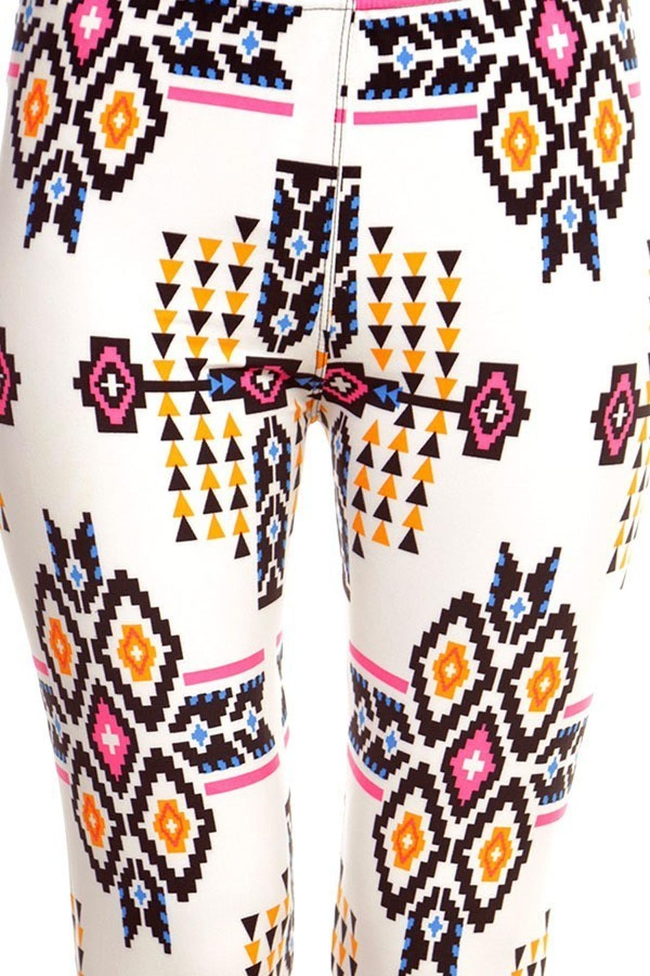 Buttery Soft Ivory Tribal Leggings (One Size Regular,White)