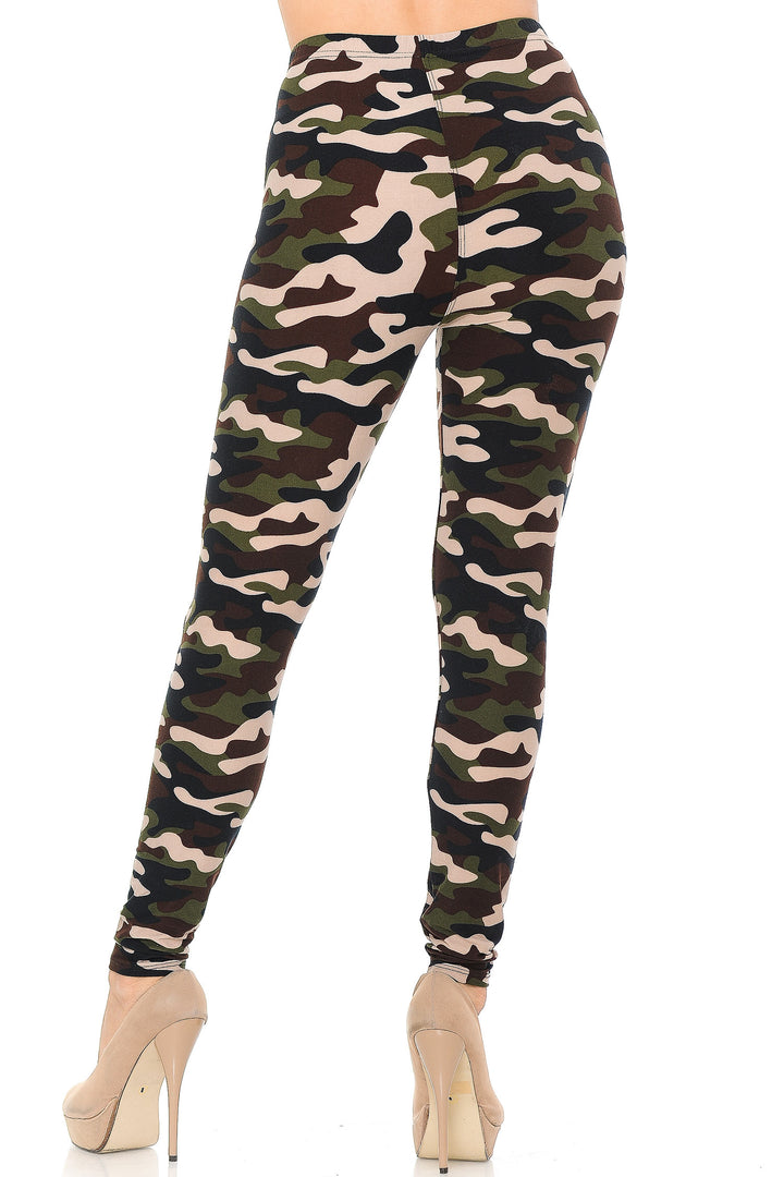 Buttery Soft Flirty Camouflage Leggings (One Size Regular,Olive)
