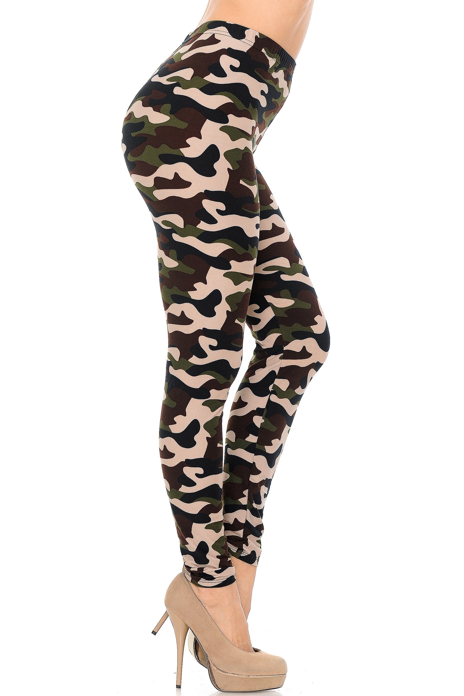 Buttery Soft Flirty Camouflage Leggings (One Size Regular,Olive)