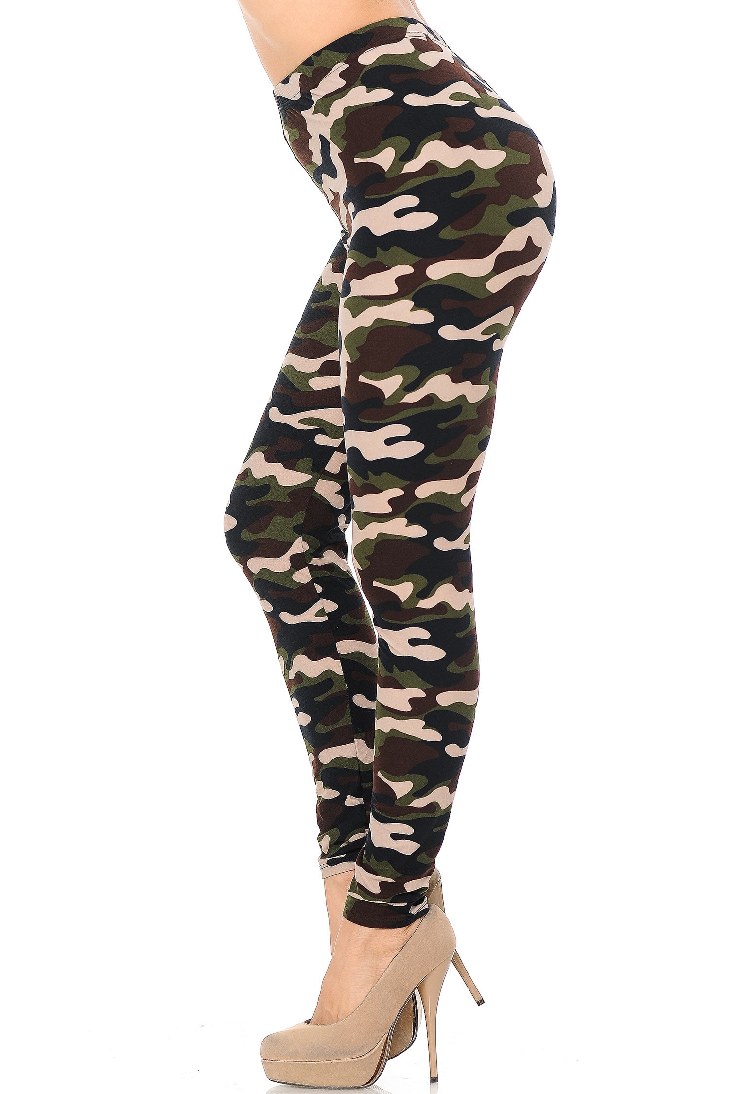 Buttery Soft Flirty Camouflage Leggings (One Size Regular,Olive)