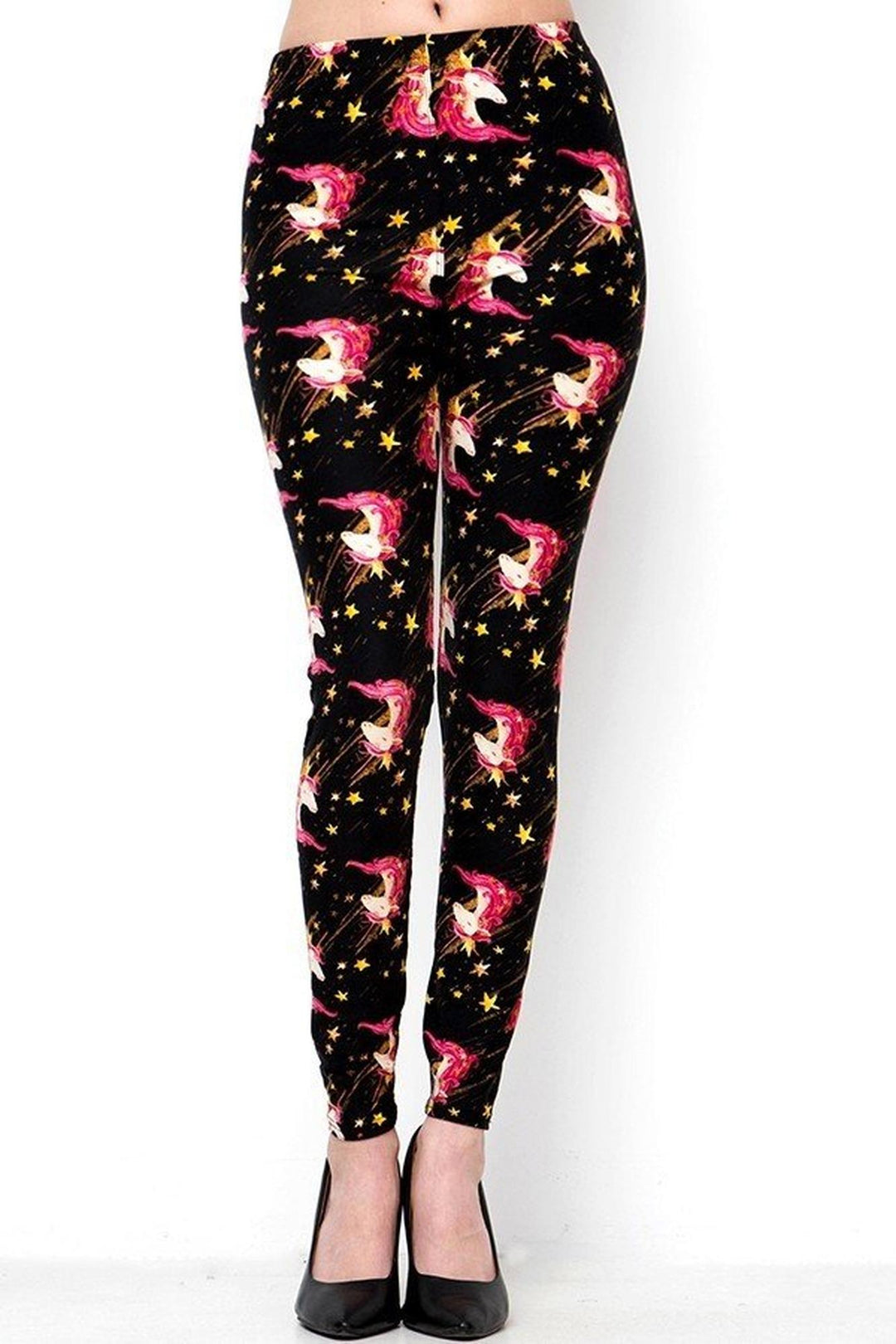 Buttery Soft Twinkle Unicorn Leggings (One Size Regular,Black)