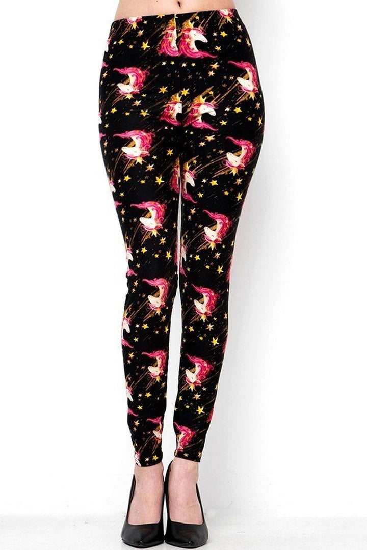 Buttery Soft Twinkle Unicorn Leggings (One Size Regular,Black)