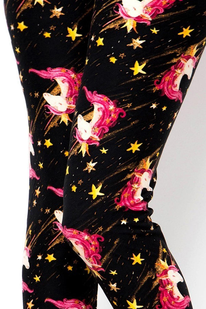 Buttery Soft Twinkle Unicorn Leggings (One Size Regular,Black)