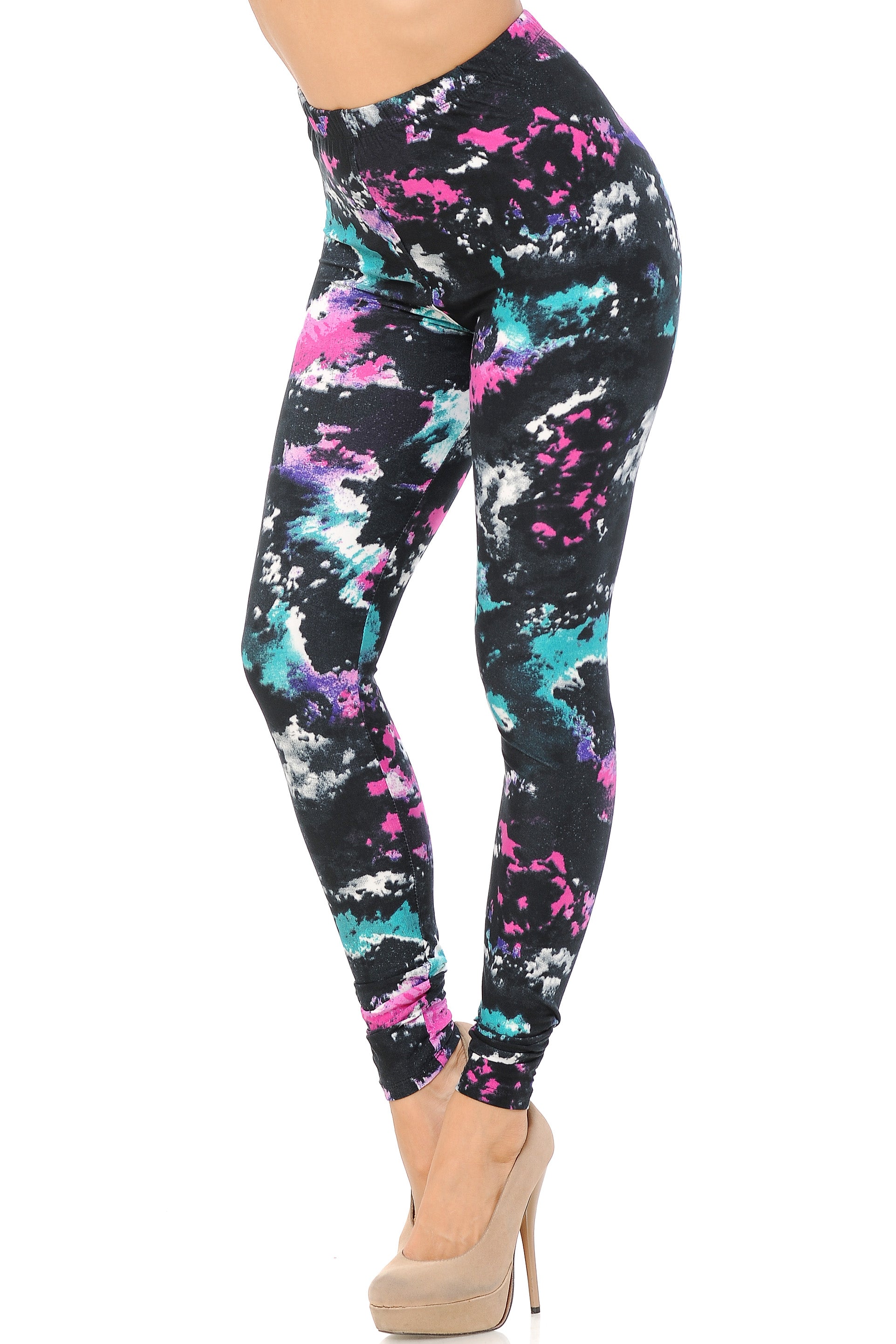 Buttery Soft Aurora Borealis Leggings (One Size Regular,Multi Color Bold)