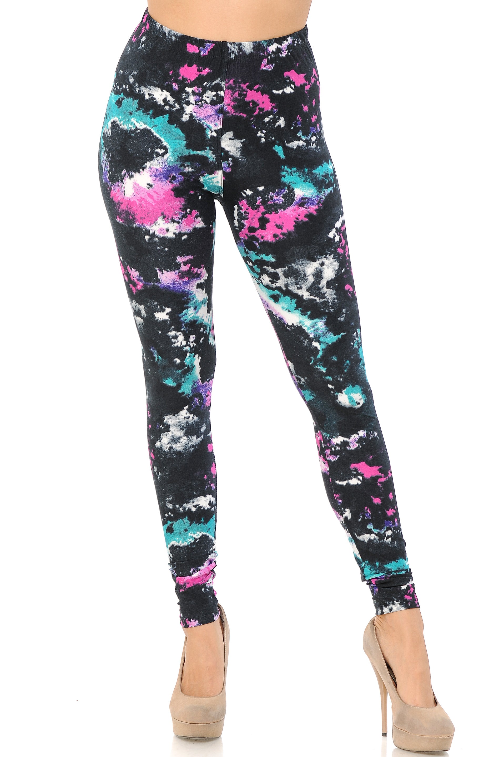 Buttery Soft Aurora Borealis Leggings (One Size Regular,Multi Color Bold)