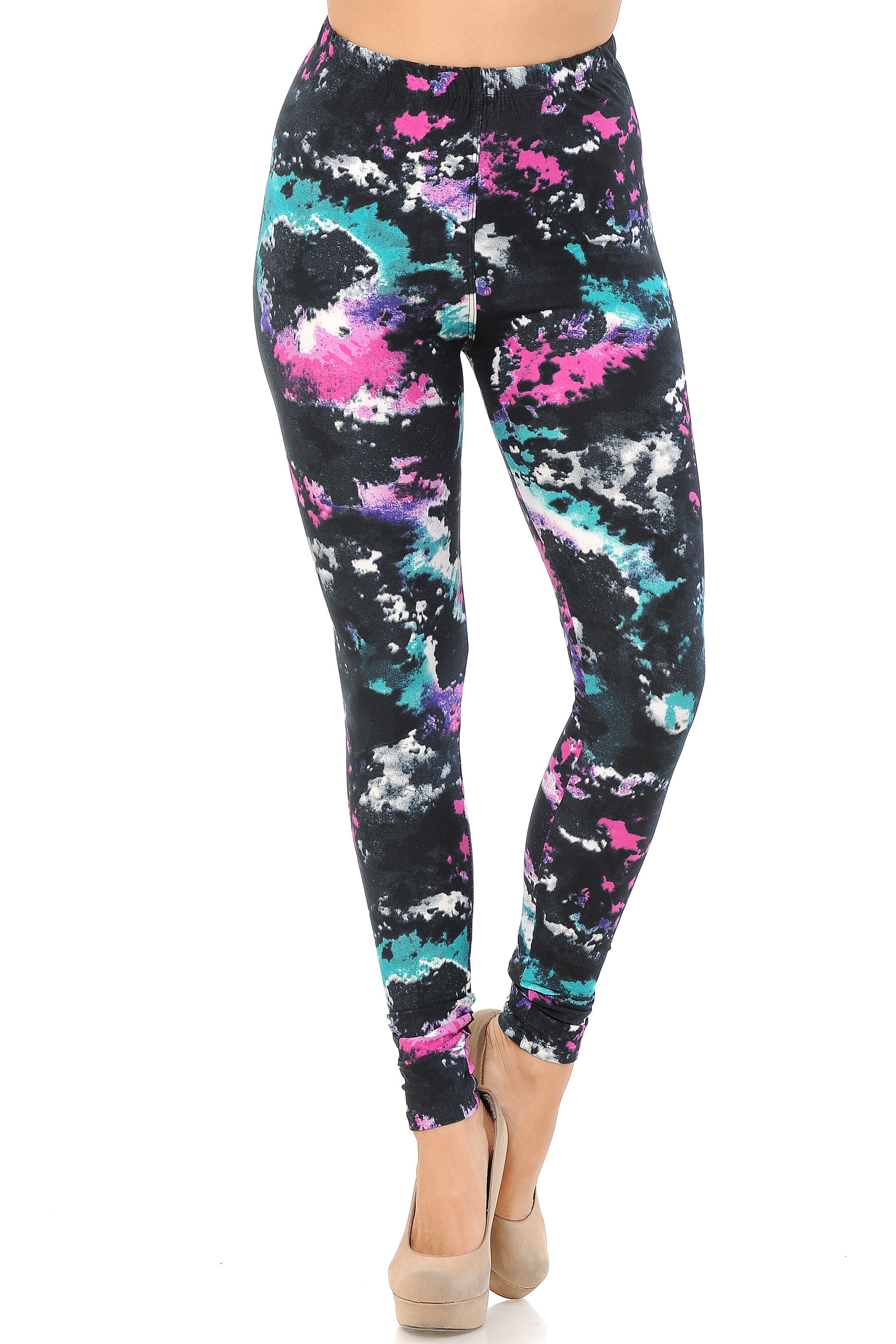 Buttery Soft Aurora Borealis Leggings (One Size Regular,Multi Color Bold)