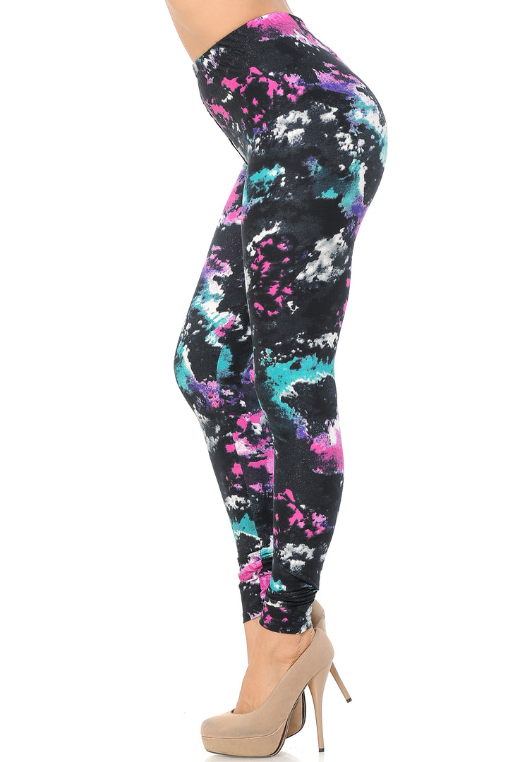 Buttery Soft Aurora Borealis Leggings (One Size Regular,Multi Color Bold)