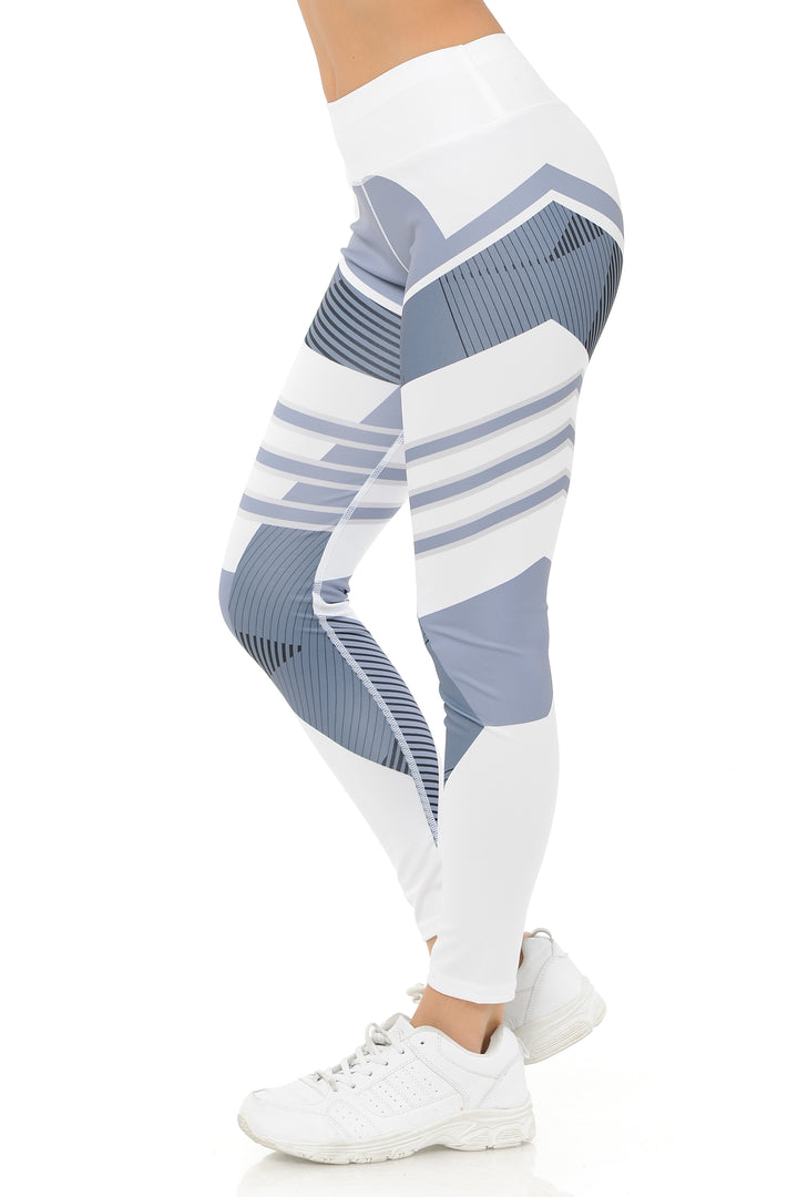 White Angular Motion High Waisted Sport Leggings