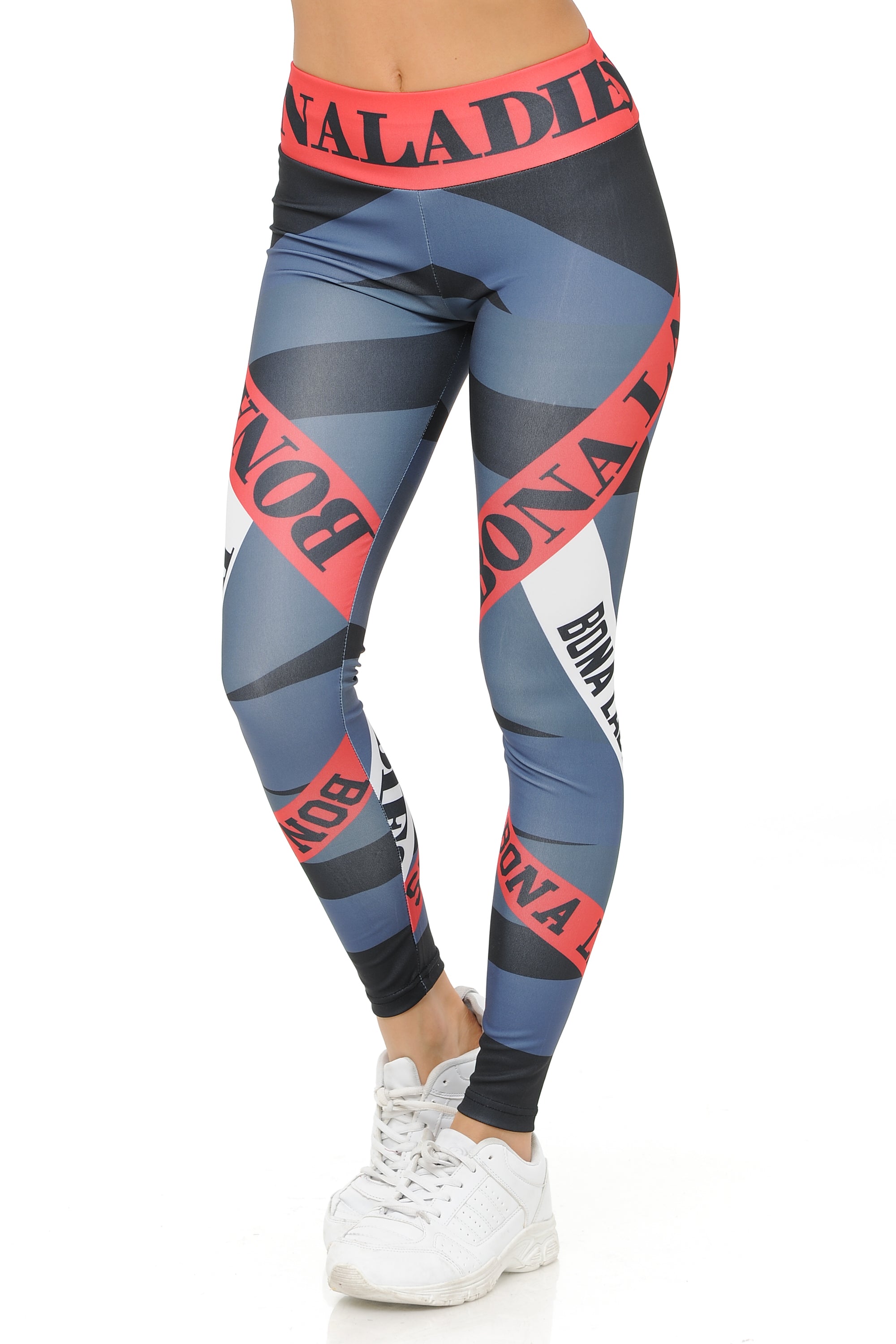 Ladies Charcoal Banded High Waisted Sport Leggings