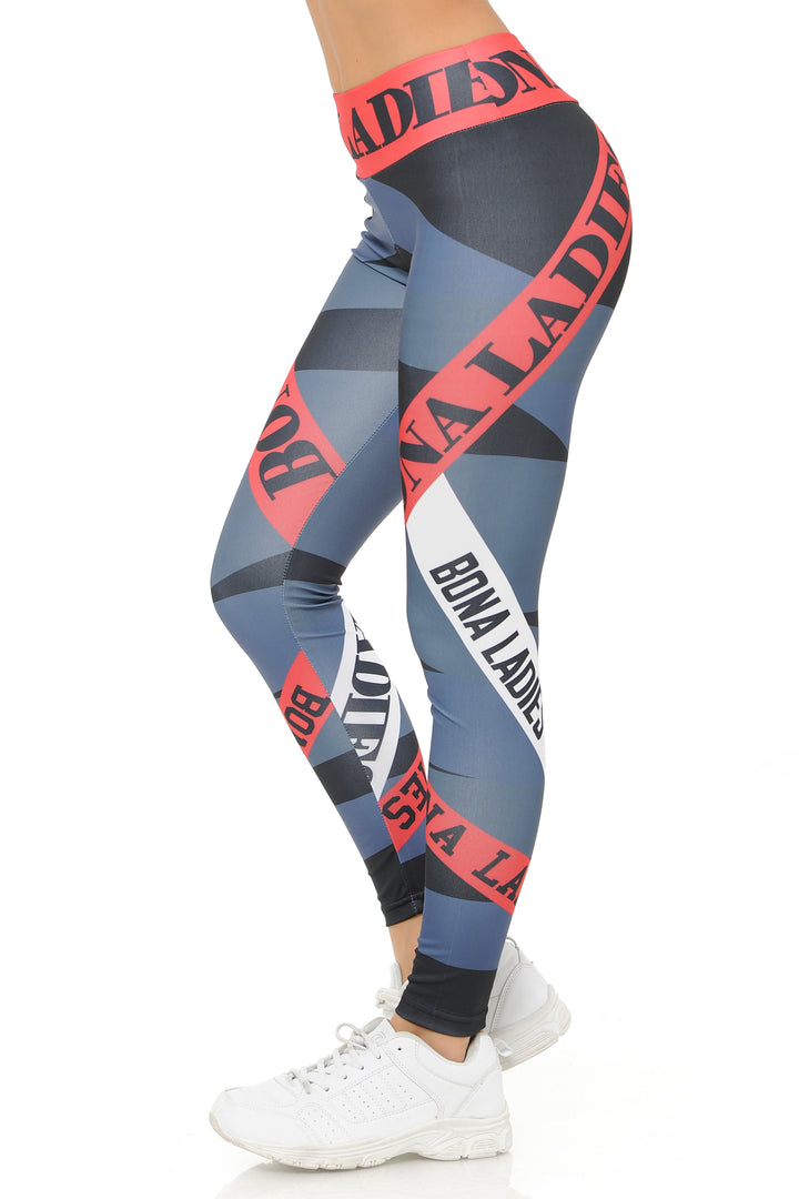 Ladies Charcoal Banded High Waisted Sport Leggings