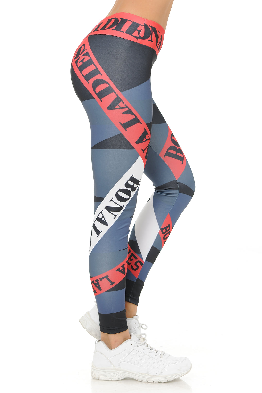 Ladies Charcoal Banded High Waisted Sport Leggings