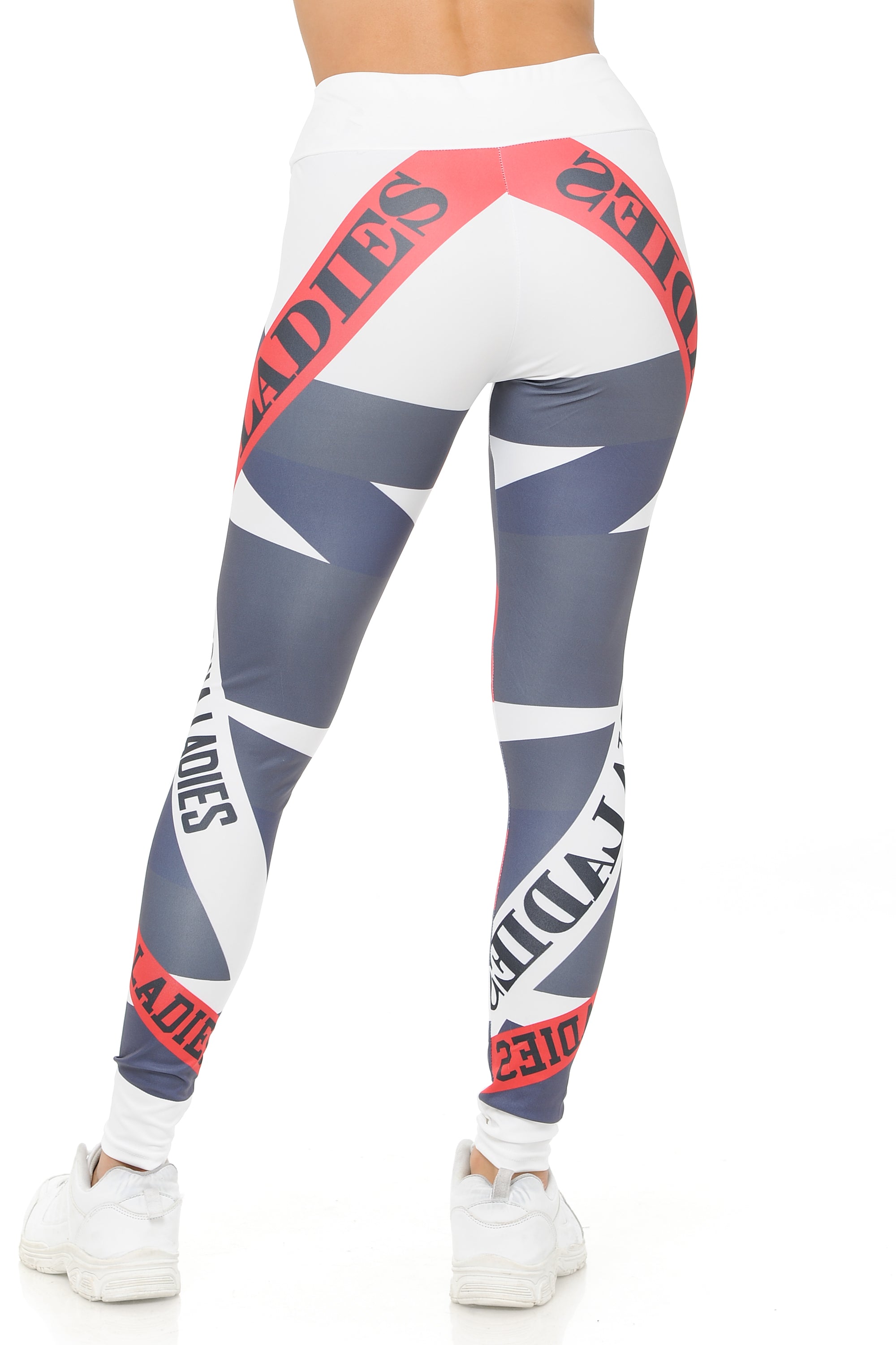 Ladies White Banded High Waisted Sport Leggings