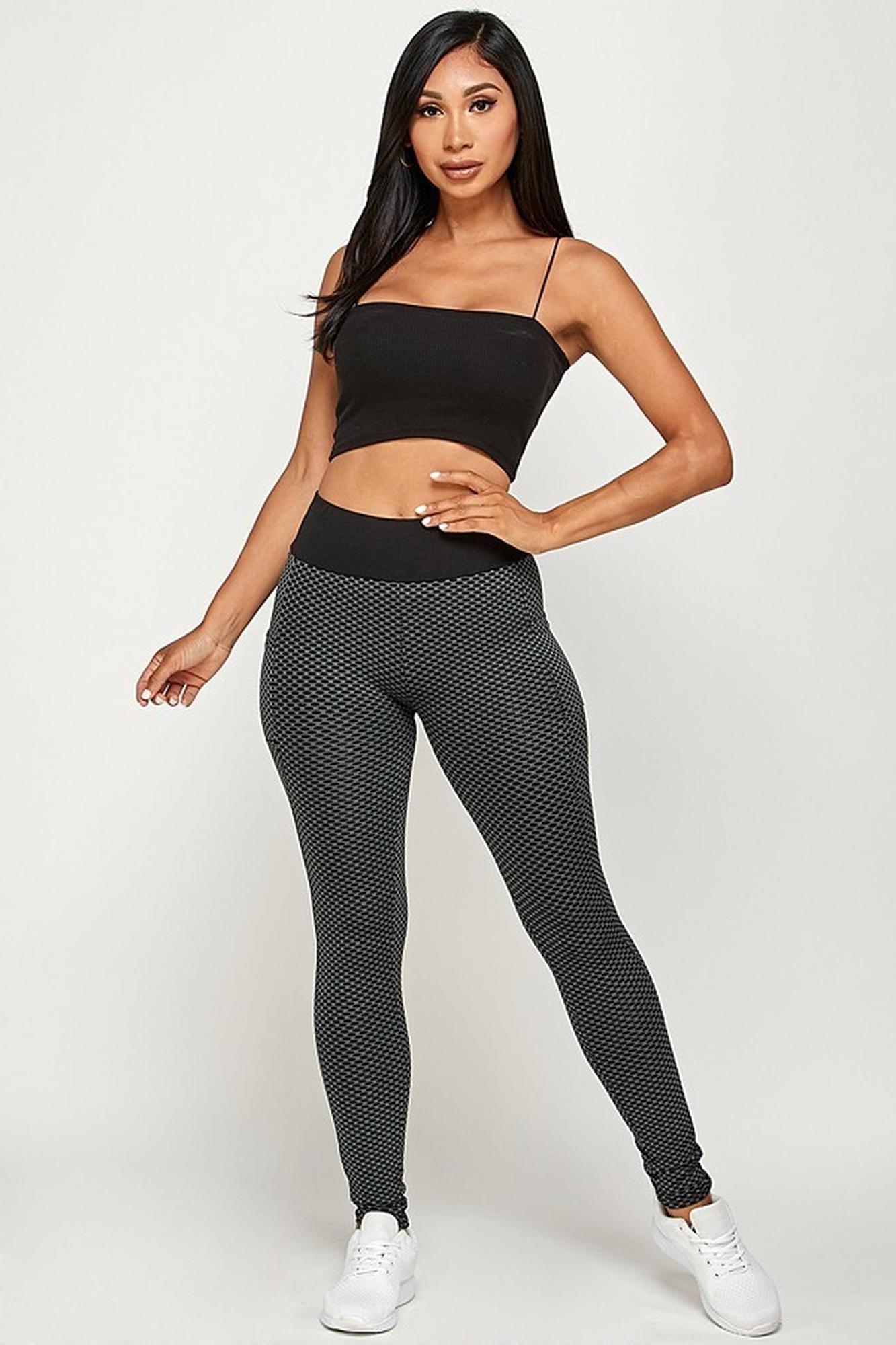 Contrast Textured Scrunch Butt Leggings - NO POCKETS