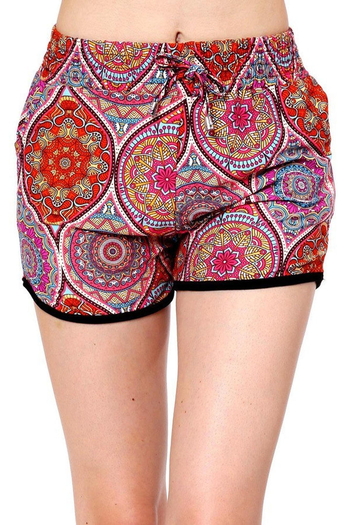 Buttery Smooth Red and Pink Mandala Dolphin Shorts