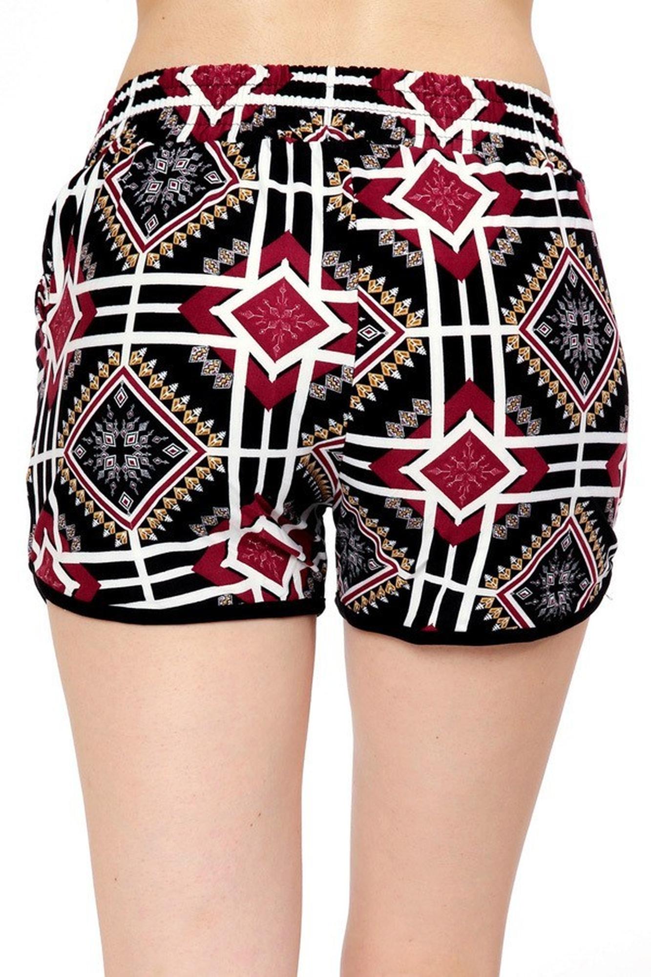 Buttery Smooth Burgundy Diamond Tribal Dolphin Shorts