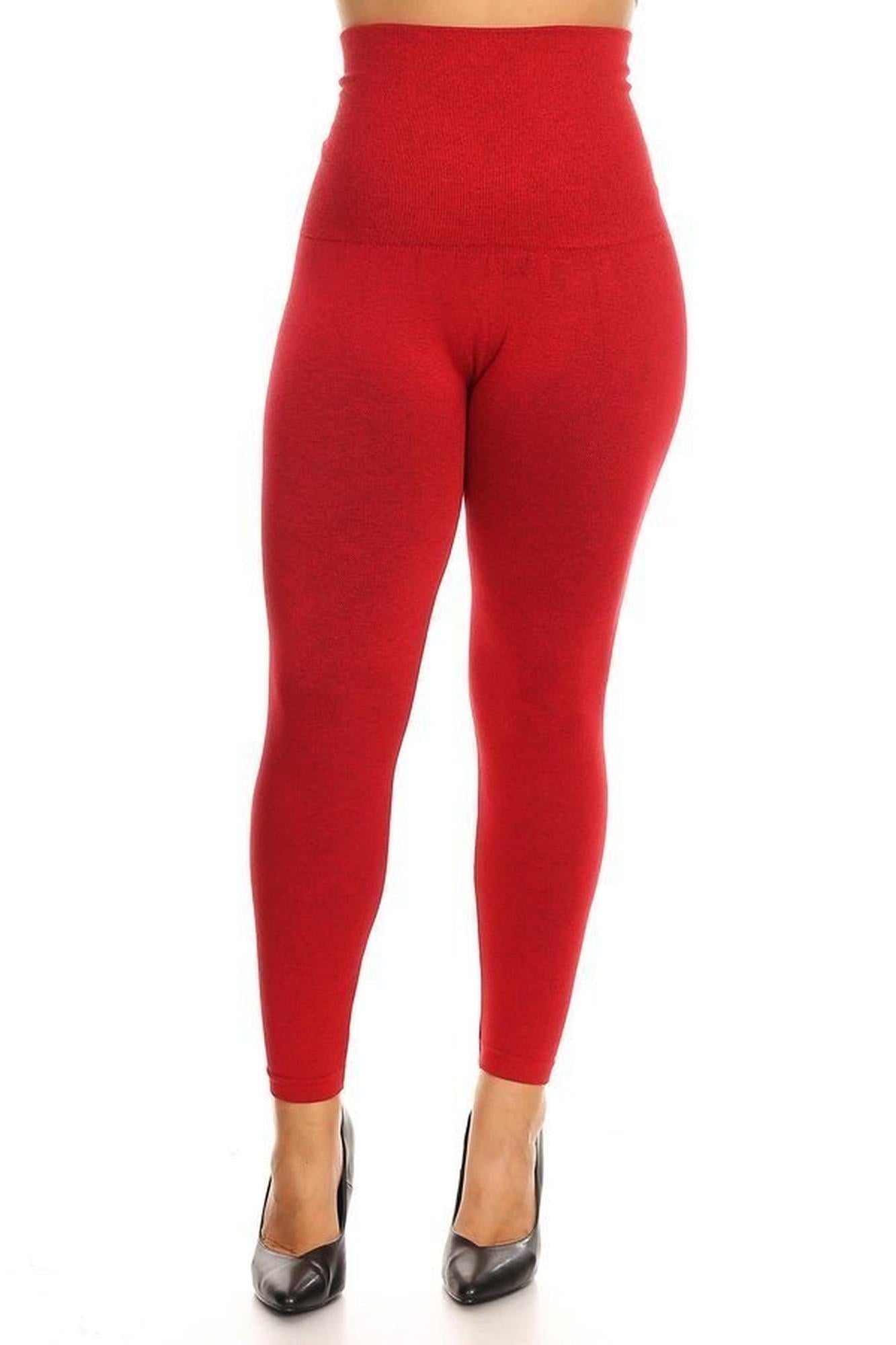 French Terry High Waisted Compression Leggings - Plus Size - 1XL 2XL 3XL