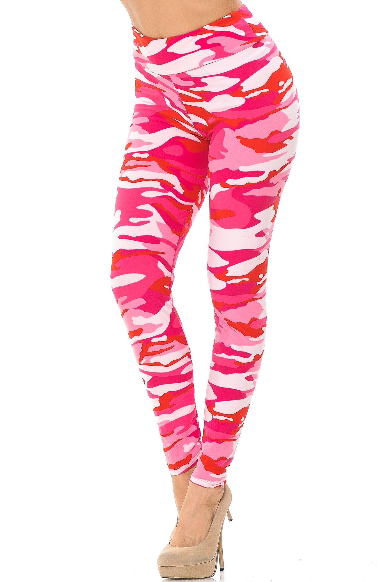 Buttery Soft Pink Camouflage High Waisted Leggings - EEVEE (One Size Regular,Pink)