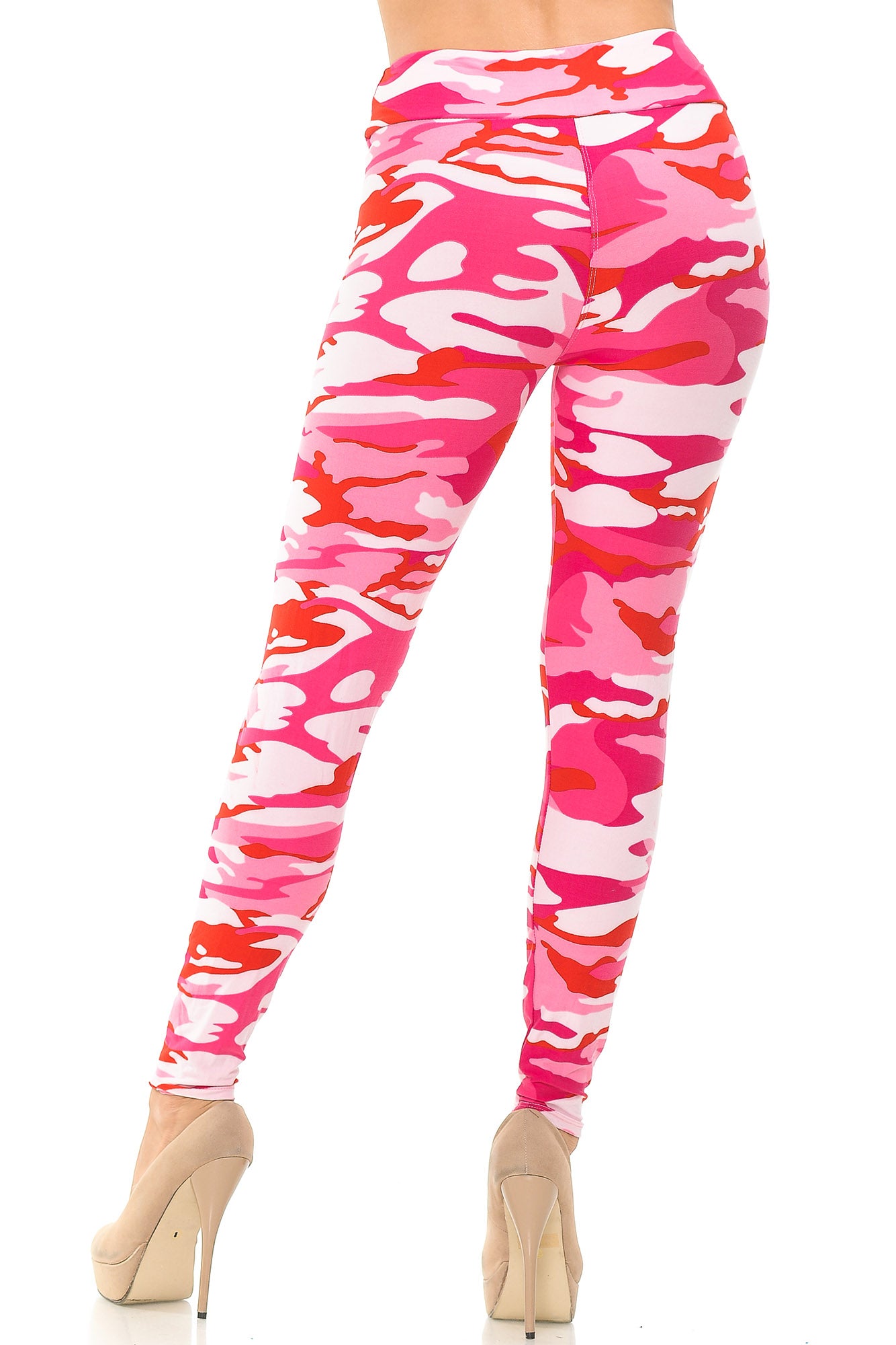 Buttery Soft Pink Camouflage High Waisted Leggings - EEVEE (One Size Regular,Pink)