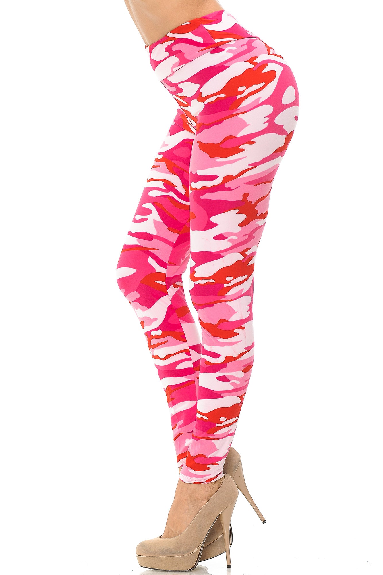 Buttery Soft Pink Camouflage High Waisted Leggings - EEVEE (One Size Regular,Pink)