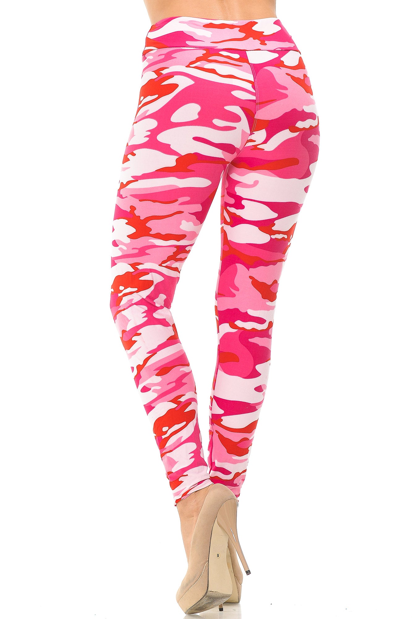 Buttery Soft Pink Camouflage High Waisted Leggings - EEVEE (One Size Regular,Pink)