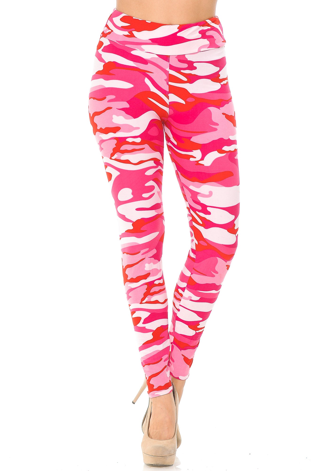 Buttery Soft Pink Camouflage High Waisted Leggings - EEVEE (One Size Regular,Pink)