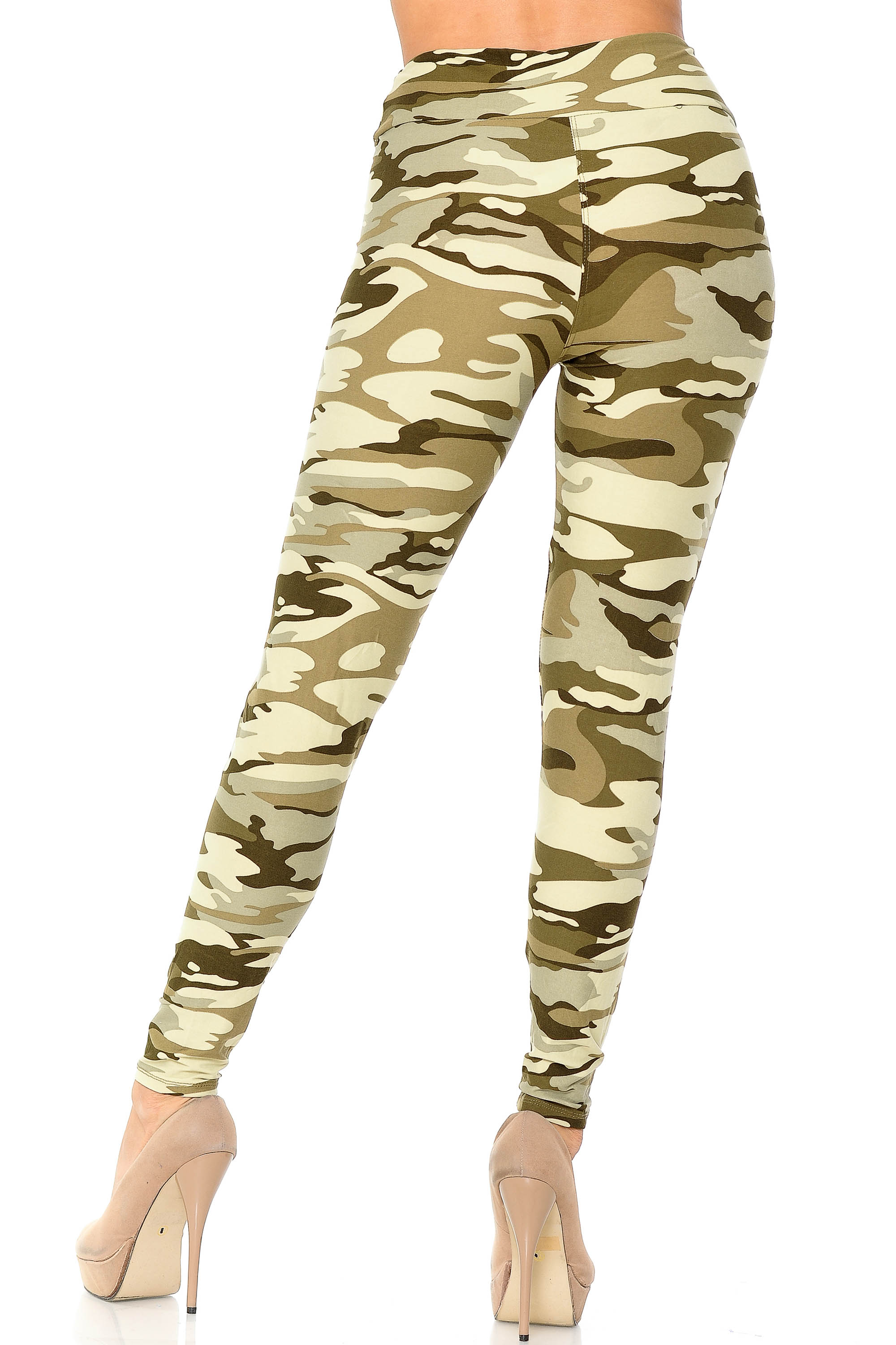 Buttery Soft Light Olive Camouflage High Waisted Plus Size Leggings (One Size Plus,Olive)