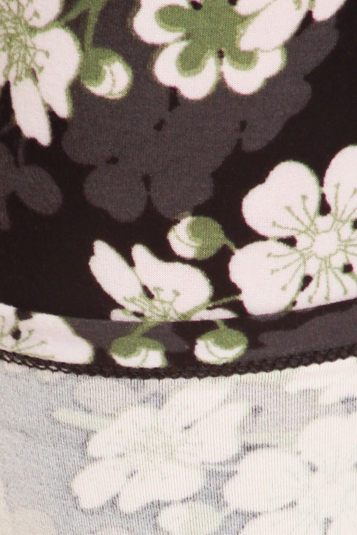 Buttery Soft White Floral Bunch High Waist Leggings (One Size Regular,White)