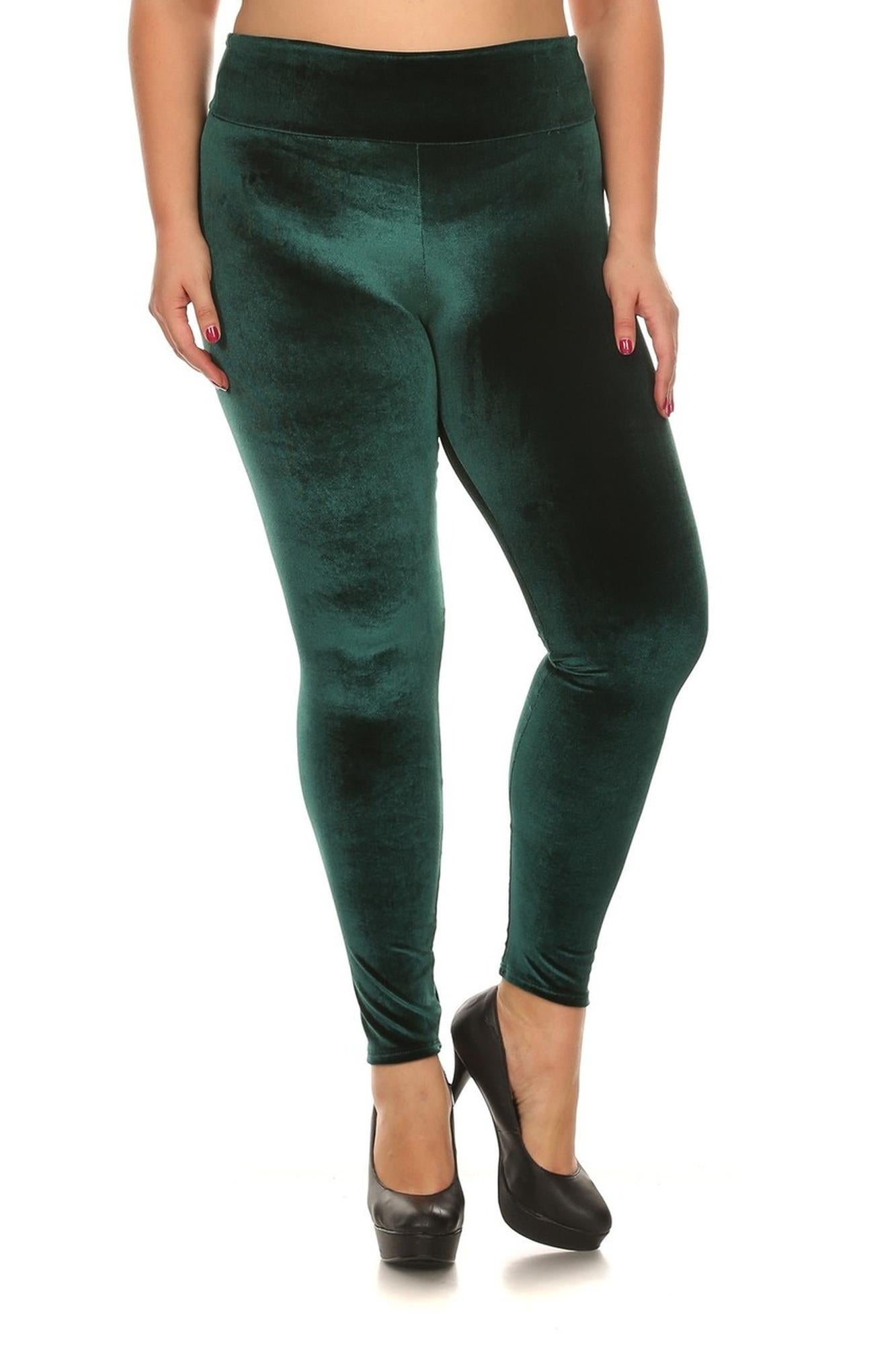 High Waisted Velvet Leggings - Plus Size - 1XL 2XL 3XL