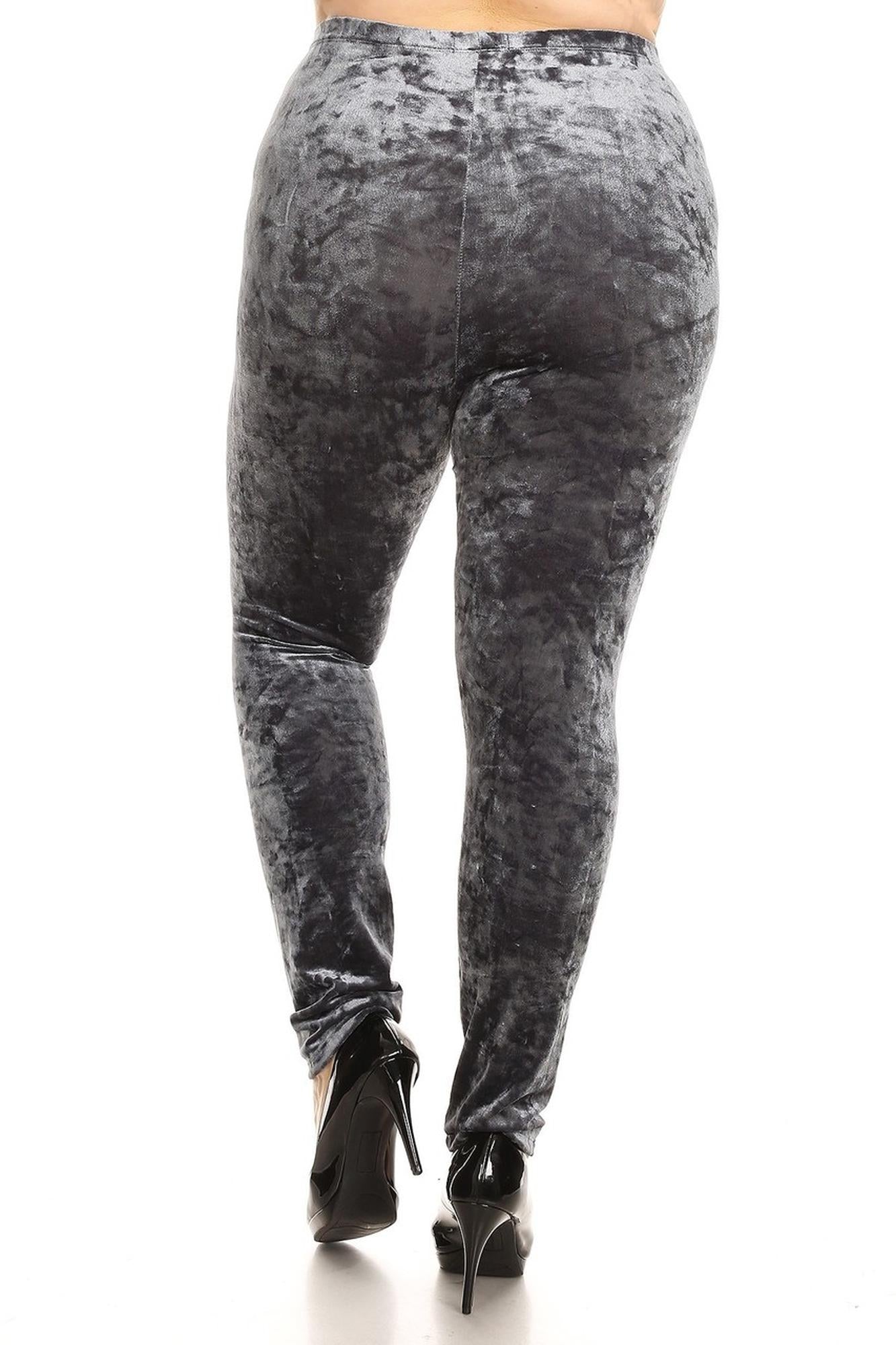 Crushed Velvet Leggings - Plus Size - 1XL 2XL 3XL