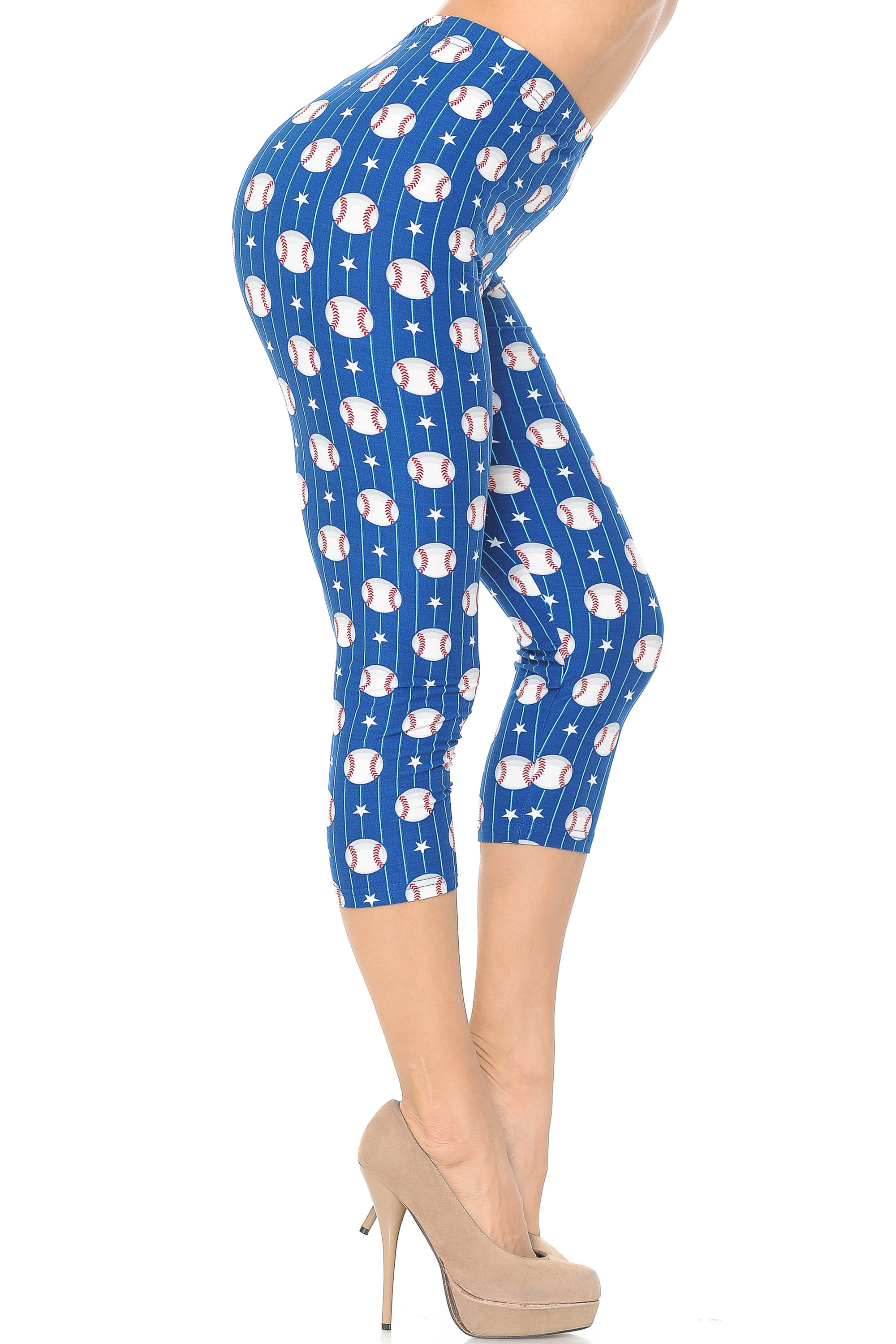 Buttery Soft Boys of Summer Baseball Capris (One Size Regular,Blue)