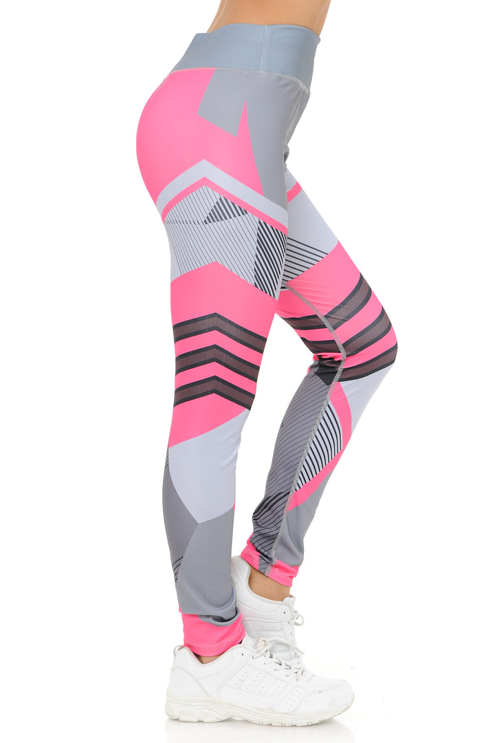 Fuchsia Angular Motion High Waisted Sport Leggings