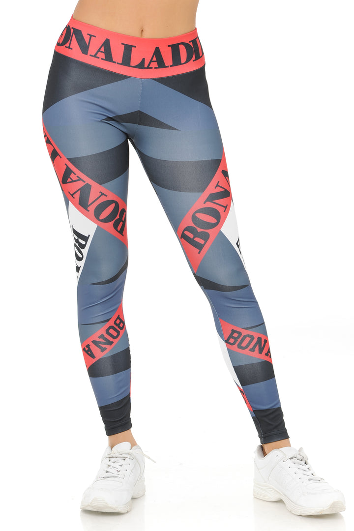 Ladies Charcoal Banded High Waisted Sport Leggings