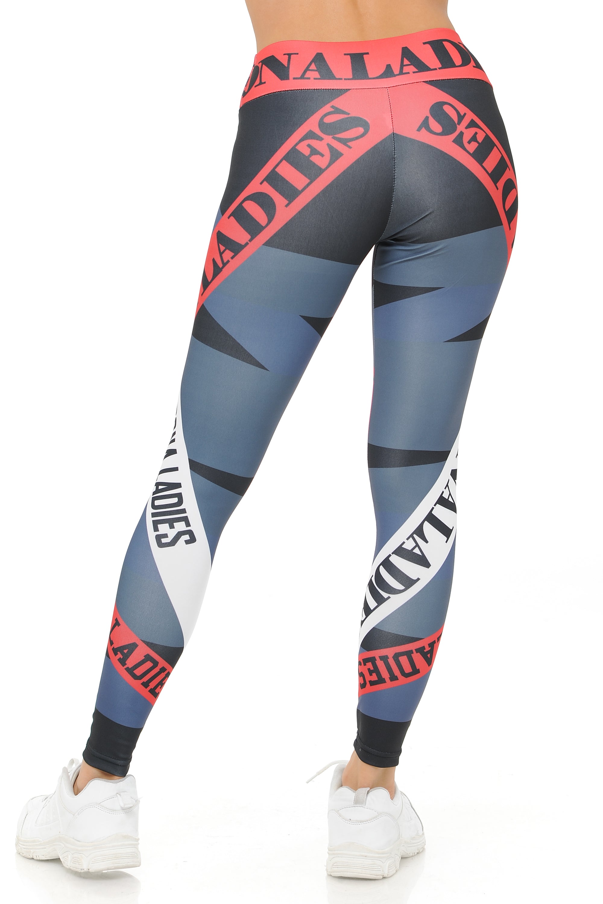 Ladies Charcoal Banded High Waisted Sport Leggings