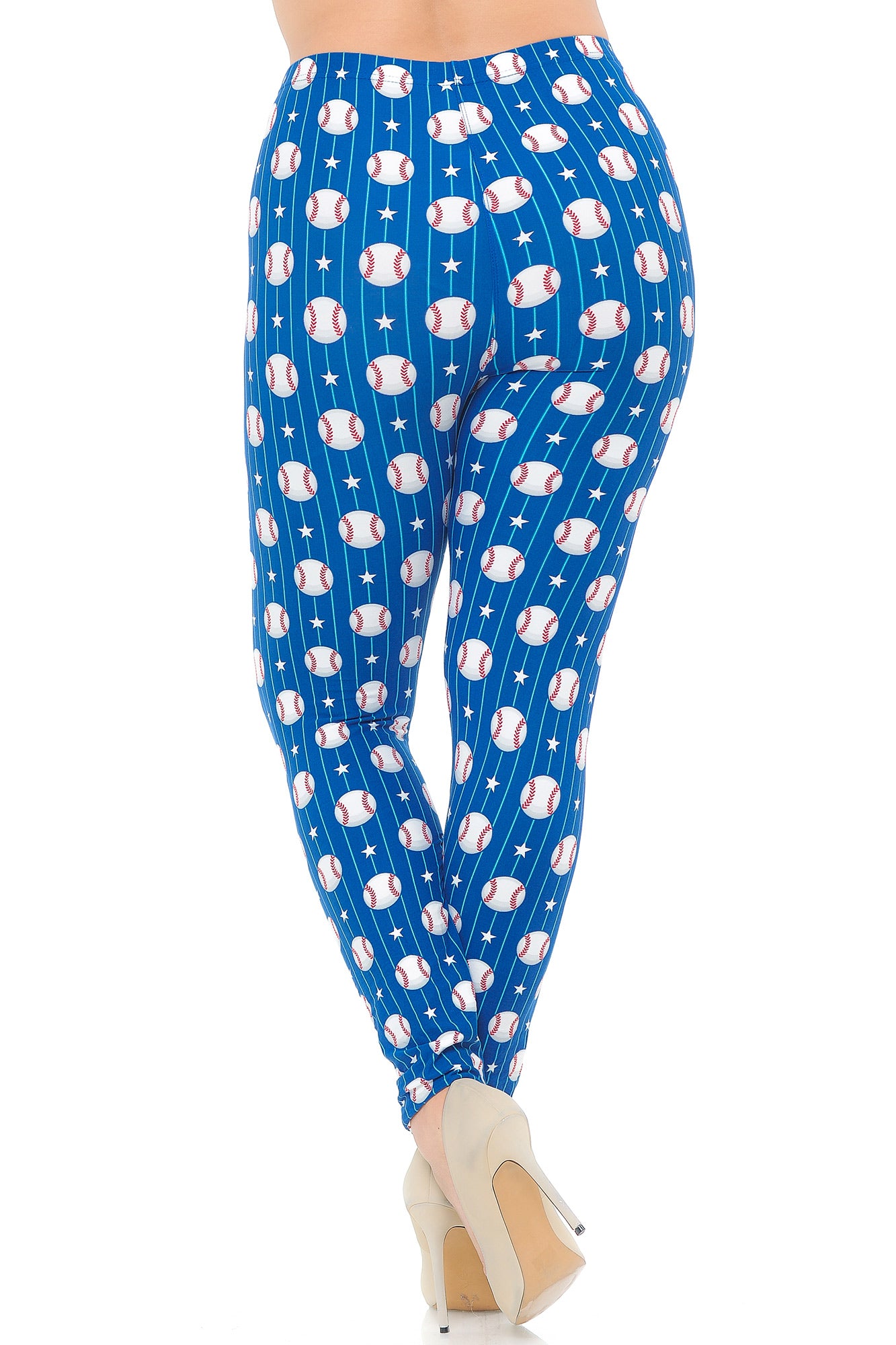 Buttery Soft Boys of Summer Baseball Extra Plus Size Leggings - 3X-5X (XPlus One Size,Blue)