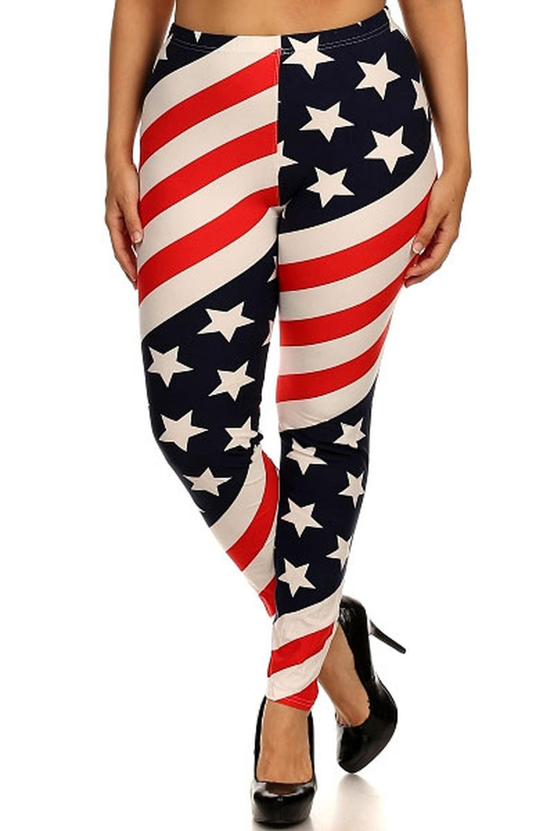 Spiral USA Flag Leggings - Plus Size (One Size Plus,Multi Color - Bold)