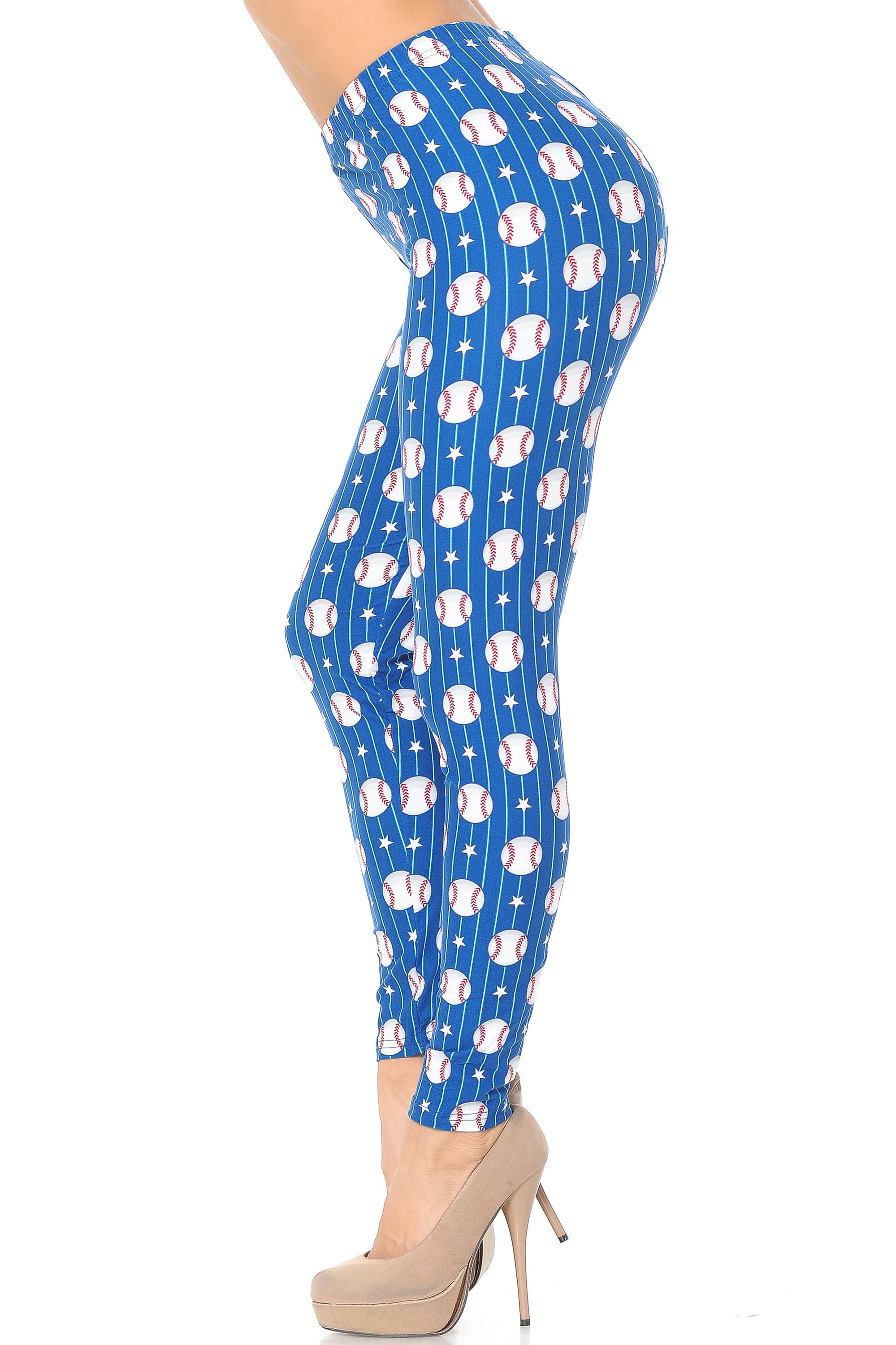 Brushed Boys of Summer Baseball Leggings (One Size Regular,Blue)