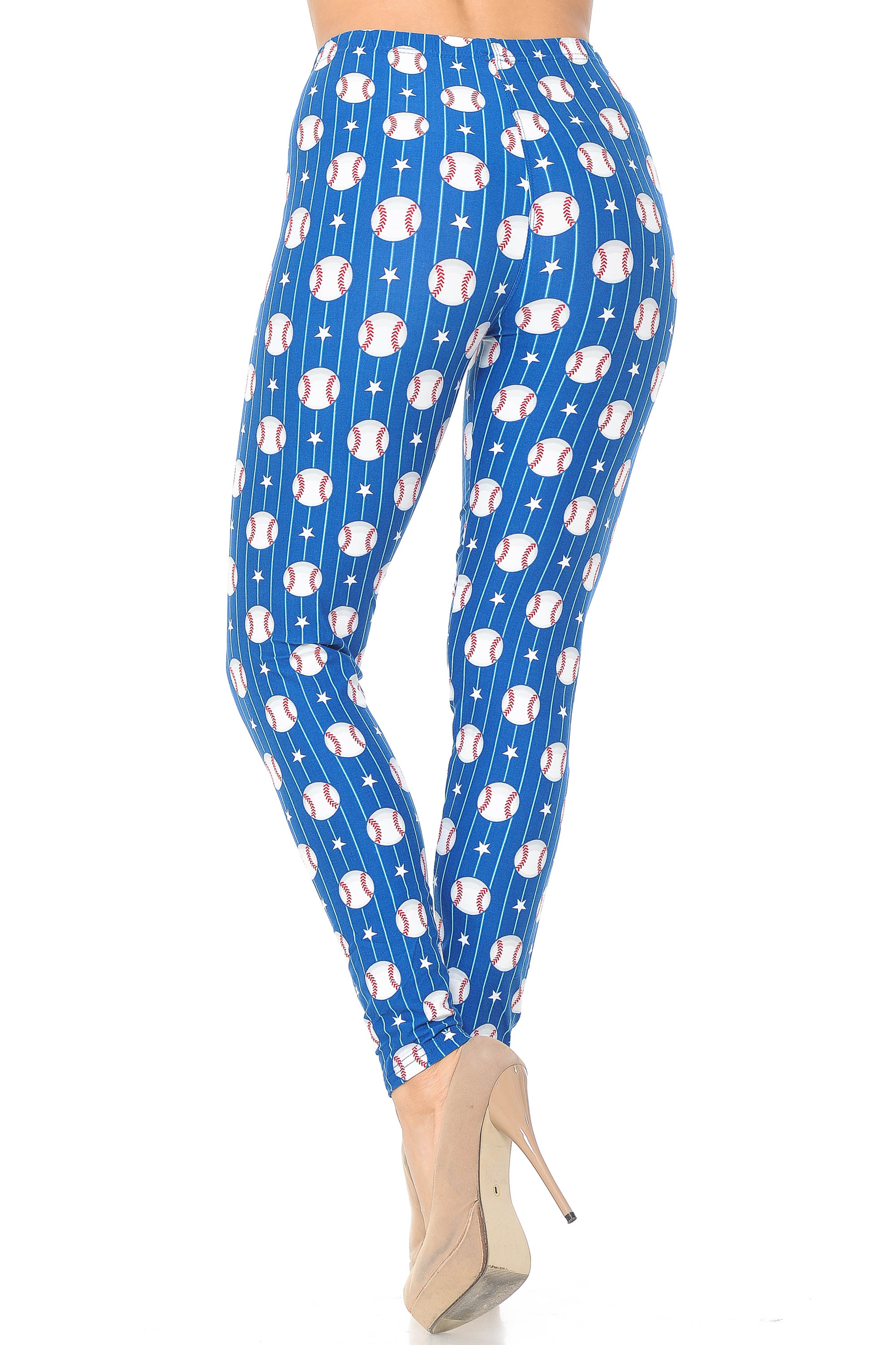 Brushed Boys of Summer Baseball Leggings (One Size Regular,Blue)