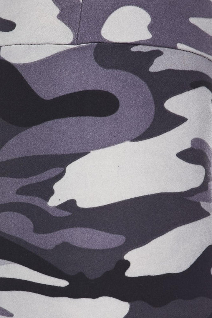 Buttery Soft Charcoal Camouflage High Waist Plus Size Leggings (One Size Plus,Charcoal)