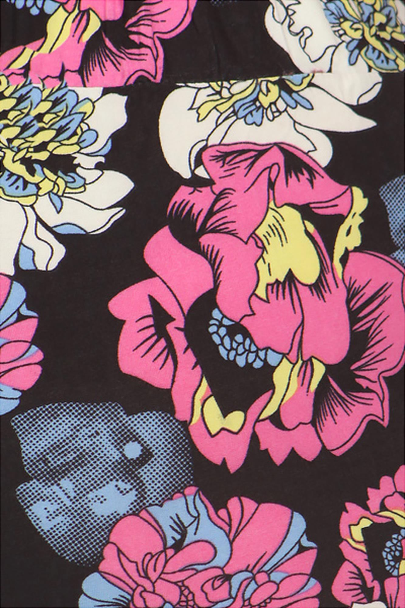 Pop Art Peony Harem Leggings - Plus Size - 1XL 2XL 3XL