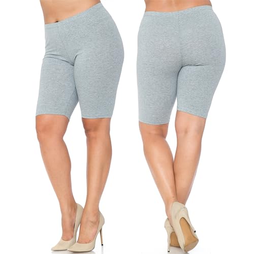 Made in The USA - Women's Plus Size Solid Basic Skin Smoothing Cotton Thigh Shorts - 1XL - 2XL - 3XL