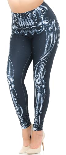 Plus Size - Creamy Soft Women's Laser Print Skin Smoothing Fashion Print Leggings - Brilliant Bubbles