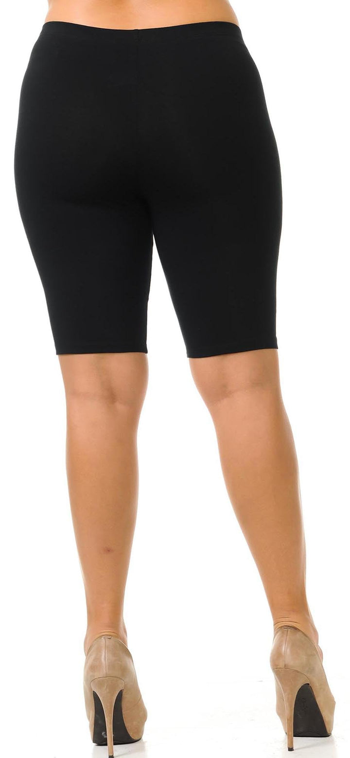 Made in The USA - Women's Plus Size Solid Basic Skin Smoothing Cotton Thigh Shorts - 1XL - 2XL - 3XL