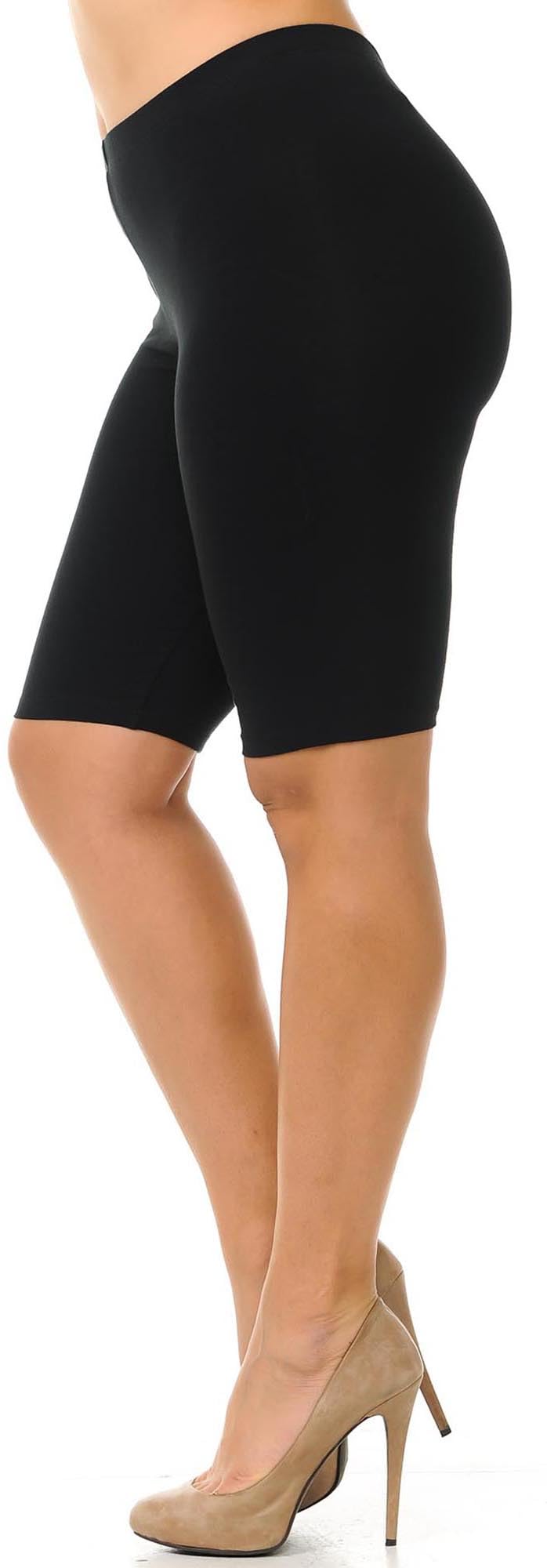 Made in The USA - Women's Plus Size Solid Basic Skin Smoothing Cotton Thigh Shorts - 1XL - 2XL - 3XL