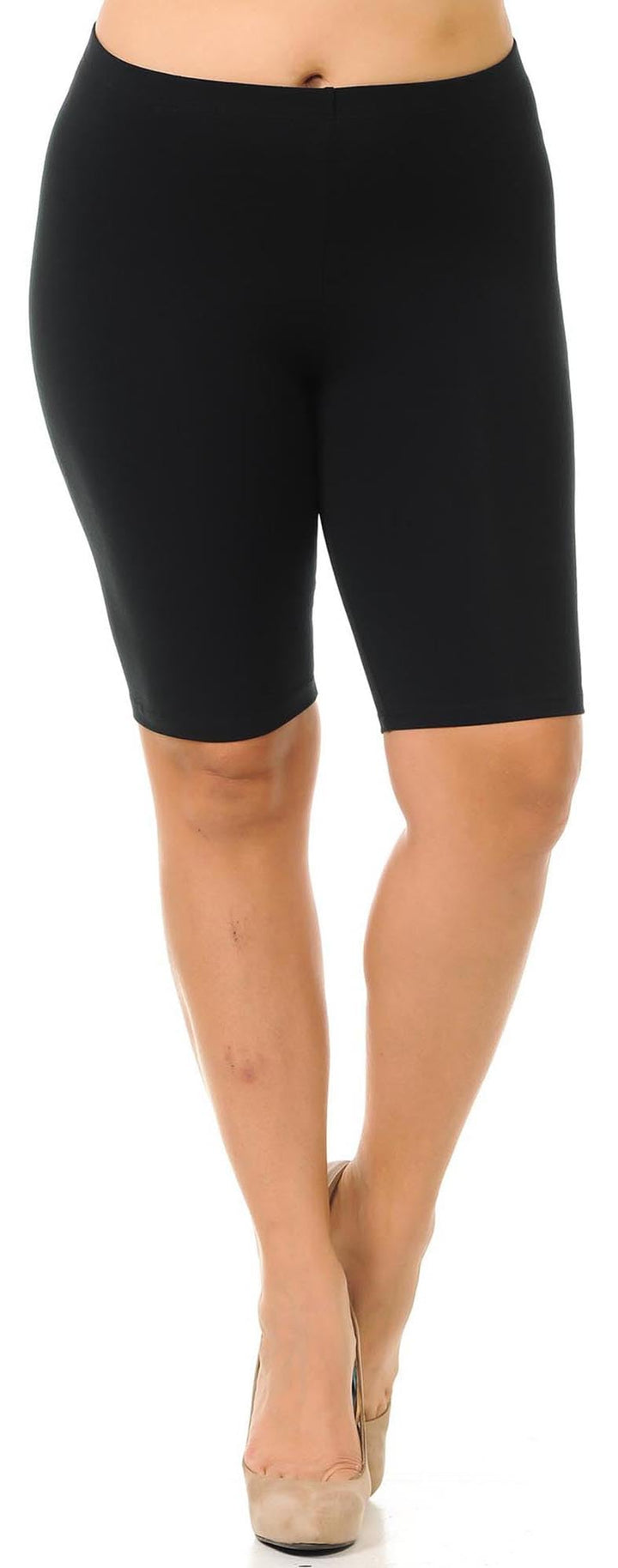 Made in The USA - Women's Plus Size Solid Basic Skin Smoothing Cotton Thigh Shorts - 1XL - 2XL - 3XL