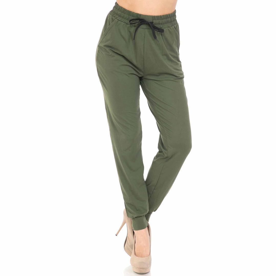 Buttery Smooth Solid Basic Olive Joggers - EEVEE