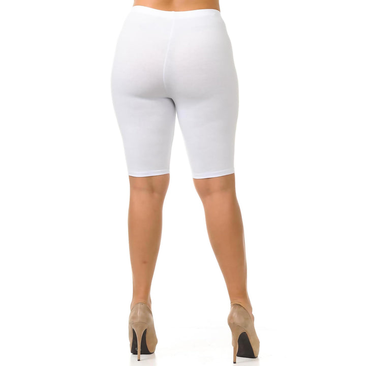 Made in The USA - Women's Plus Size Solid Basic Skin Smoothing Cotton Thigh Shorts - 1XL - 2XL - 3XL
